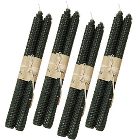 4 Pairs Pure Beeswax Candles Smokeless Dripless Wax Candles for Home Gift Ideas Ornament-DarkGreen