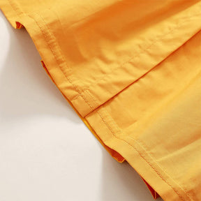 Toddler Baby Girls Summer Strap Button Dress Princess Sundress With Headband-Yellow