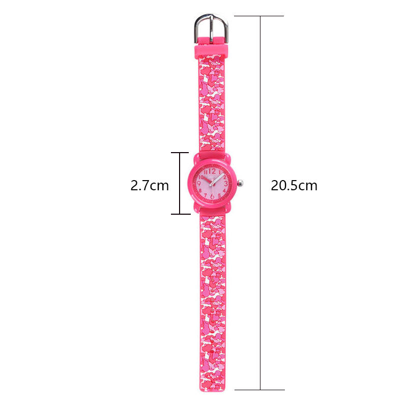 Girls Silicone Camouflage Watches 3D Cartoon Military Watches-Pink