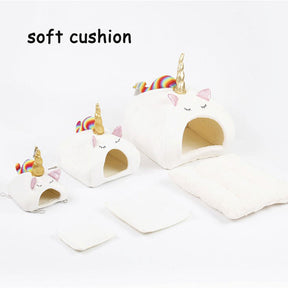 Unicorn Pet House Hideout Guienne Pig Soft Bed-White