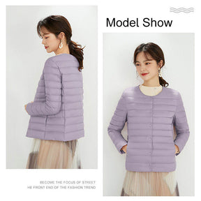Womens Down Jacket Packable Lightweight Two Wear Waterproof Coat-LightPurple