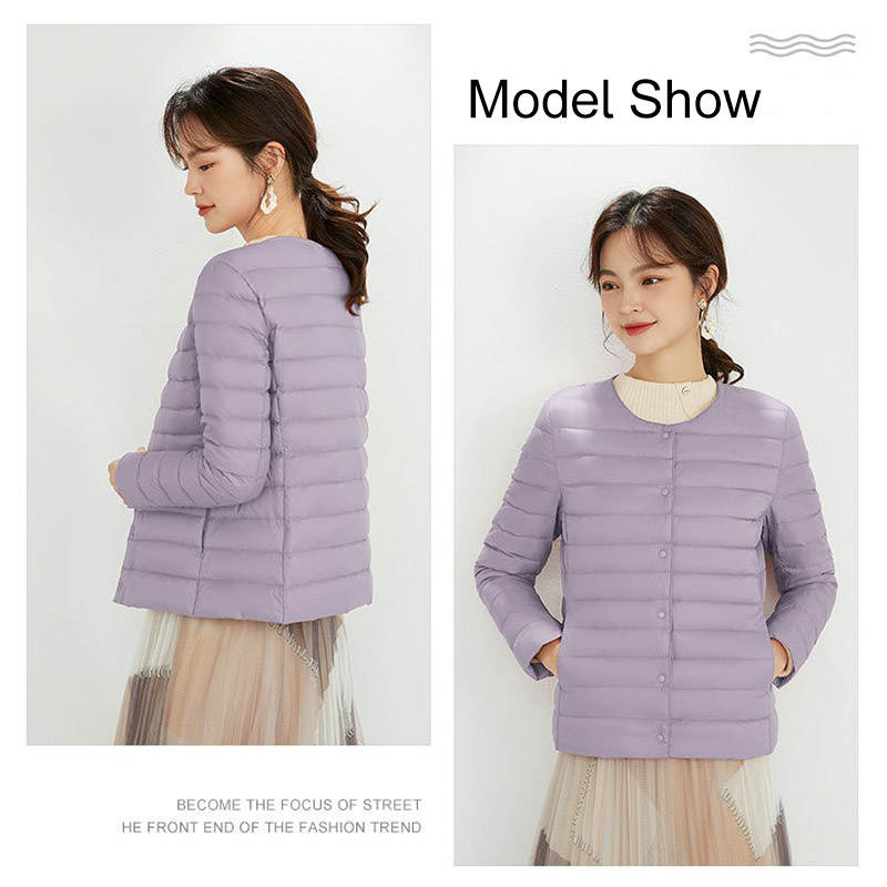 Womens Down Jacket Packable Lightweight Two Wear Waterproof Coat-LightPurple