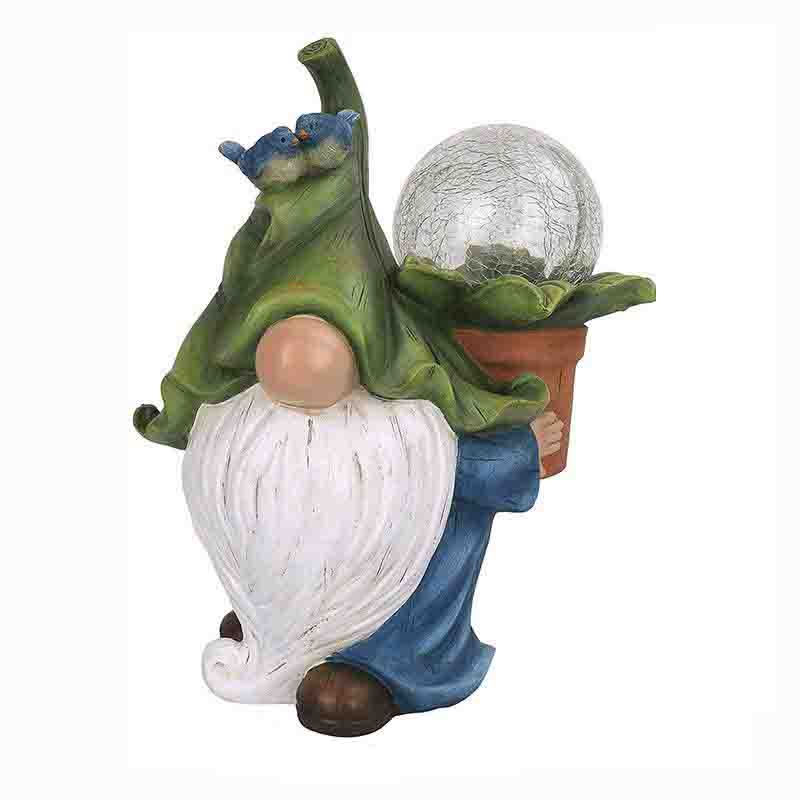 Garden Resin Dwarf Statue Magic Ball with Solar LED Lightsuitable Weatherproof for Outdoor Garden Craft Lights