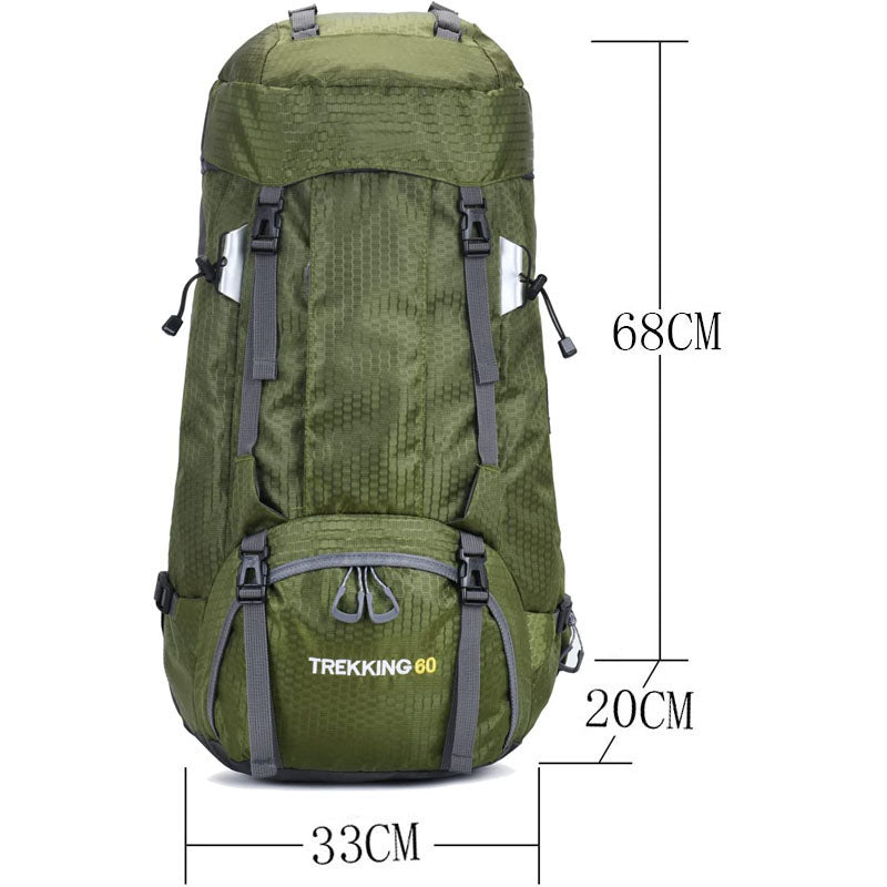 60L Waterproof Lightweight Hiking Backpack with Rain Cover for Climbing Camping-Army Green