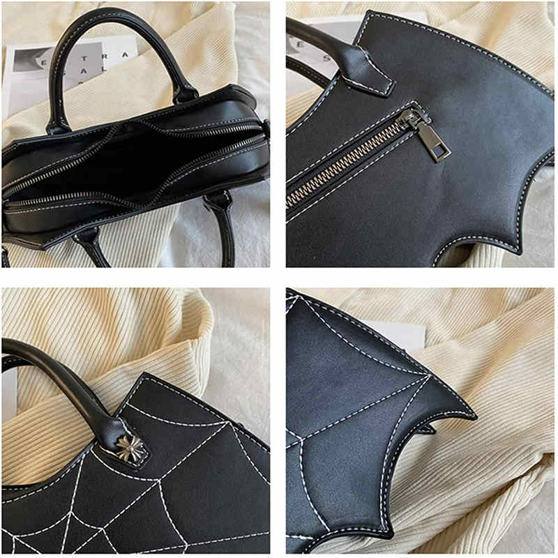 Women Novelty Bat Shoulder Bag Fashion Halloween Handbags-Black