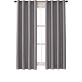 2 Panels Solid Color Blackout Curtains for Living Room-DarkGrey