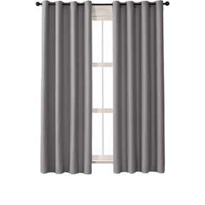 2 Panels Solid Color Blackout Curtains for Living Room-DarkGrey