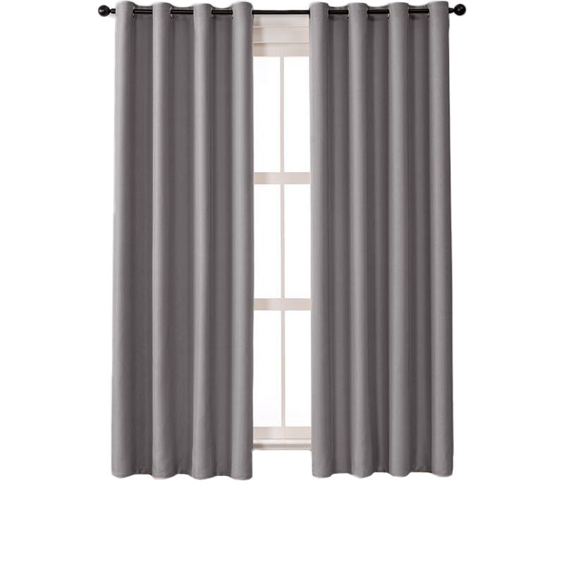 2 Panels Solid Color Blackout Curtains for Living Room-DarkGrey
