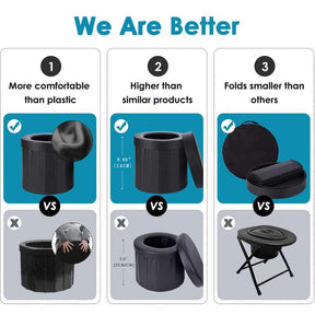 Portable Foldable Toilet for Car Camping Travel -Black