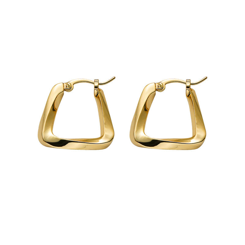 Boutique Trendy Gold Mental Geometric Irregular C Shape Stud Earrings For Women Girl