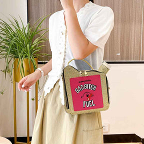 Women Fashion Sequin Crossbody Bag Fun Gasoline Handbag-Gold