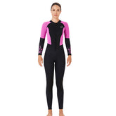 Adore 3mm One-piece Thermal Surfing Wetsuit + Long-sleeved Snorkeling Winter Swimsuit For Women-D330005-Rose Red