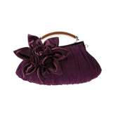 Womens Silk Flowers Evening Bags Clutch-Purple