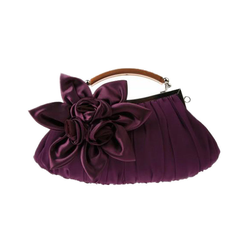 Womens Silk Flowers Evening Bags Clutch-Purple