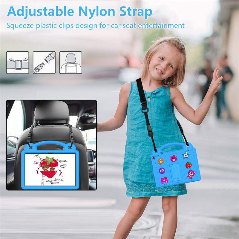 Strawberry Tablet Case With Holder Shoulder Strap for ONN 10.1 Inch 2022 Gen3-SkyBlue