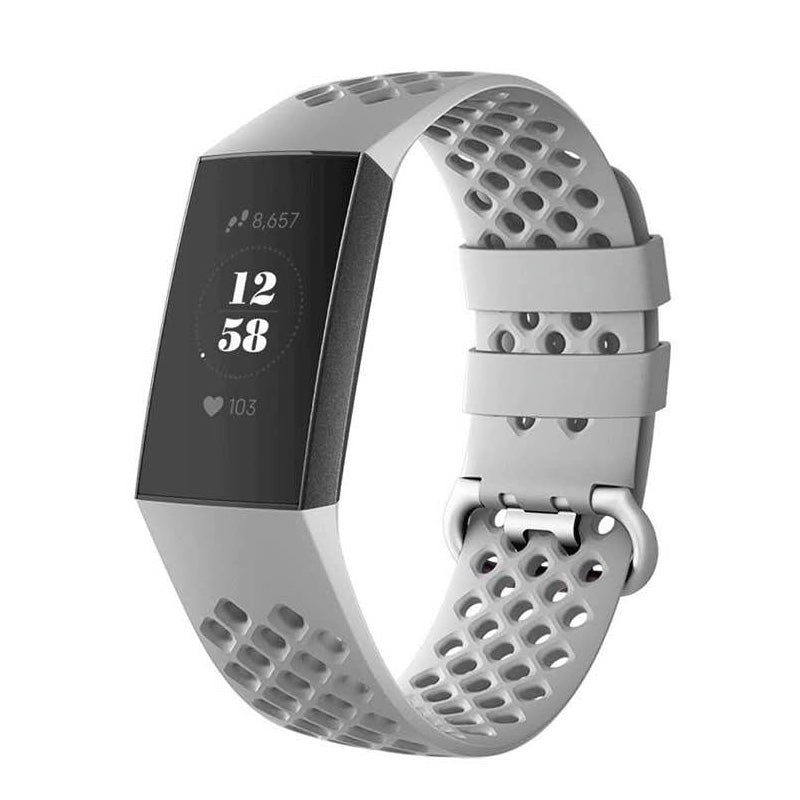 DDK Silicone Watch Band Adjustable Wristband Replacement Sport Strap For Fitbit Charge 3/Fitbit Charge 4 For Women-Gray