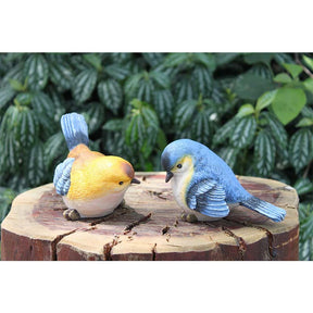Funny Garden Bird Statue Indoor Outdoor Statues Yard Art Figurines for Patio Lawn House -Blue Orange