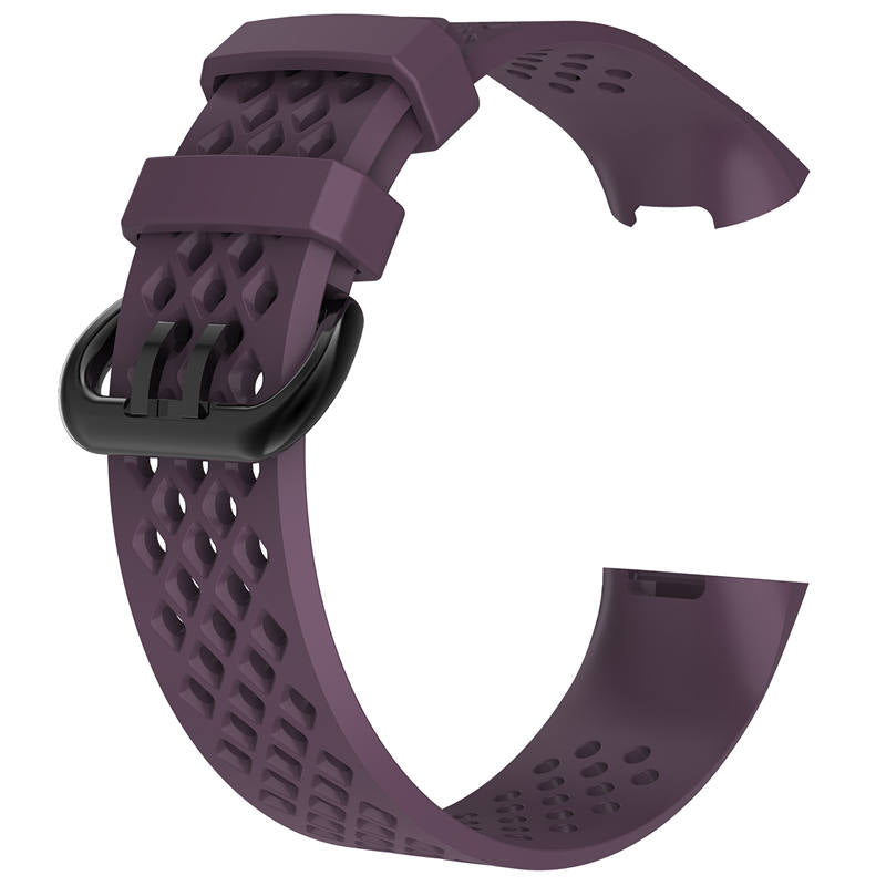 Watch Band for Fitbit Charge 3 Waterproof Band with Breathable Holes for Women Men-Purple