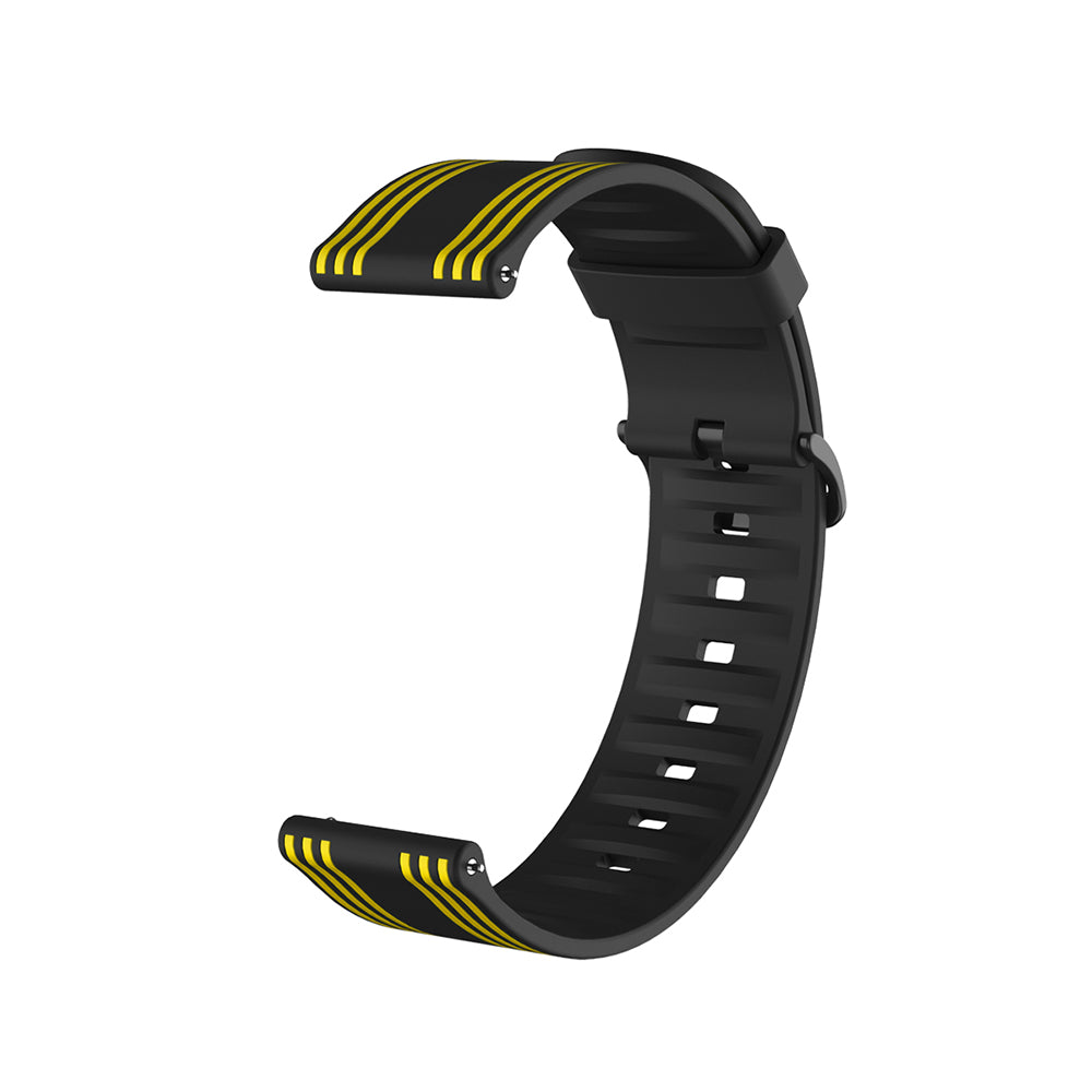 Silicone Band Striped Watch Band For Samsung Galaxy Watch 42/46mm Gear S3 Frontier/Classic(Black Yellow)