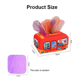 Baby Tissue Box Toy Crinkle Paper Sensory Silk Scarves Toys for 0-3 Year Old Kids-CarA