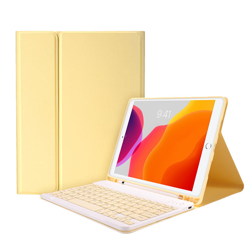 Keyboard Case For iPad Ultra Thin Full-Size Silent With Numeric Bluetooth Wireless Keyboard Pen Slot-Yellow