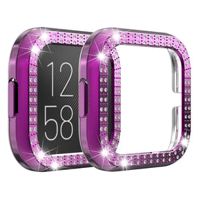 Hard PC Double Diamond Frame Protective Case For Fitbit Versa 2 - Purple