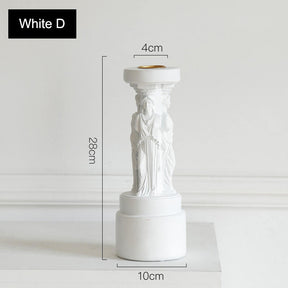 4 Pcs Retro Candle Holder Nordic Roman Column Aroma Candle Base for Festival Home Decor Ornament-White