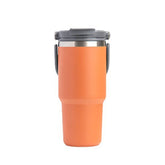 Portable Car Tumbler Cup with Lid and Straw Vacuum Insulated Water Bottle-Orange