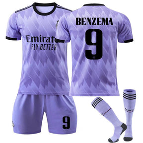 BENZEMA #9 Real Madrid Club Away Jersey 2022/23 Soccer Jersey Kit For Adult Kids