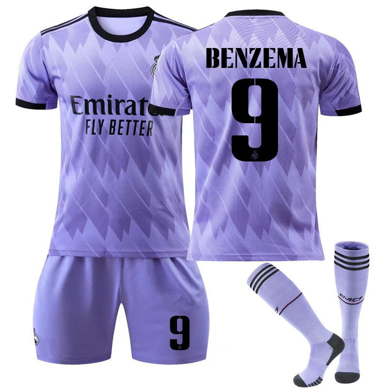 BENZEMA #9 Real Madrid Club Away Jersey 2022/23 Soccer Jersey Kit For Adult Kids