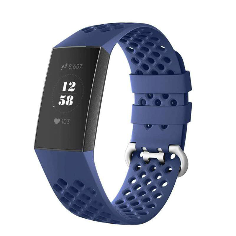 DDK Silicone Watch Band Adjustable Wristband Replacement Sport Strap For Fitbit Charge 3/Fitbit Charge 4 For Women-Blue