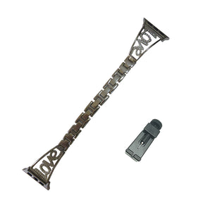 Love Stainless Steel Watch Band Adjustable Wristbands for Apple IWatch Series SE/1/2/3/4/5/6 For Women-Silver