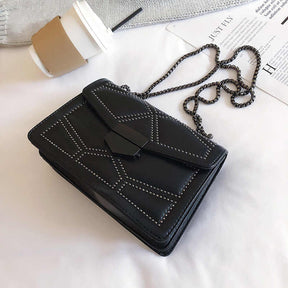 Small Shoulder Chain Bag Ladies Square Crossbody Bag-Black