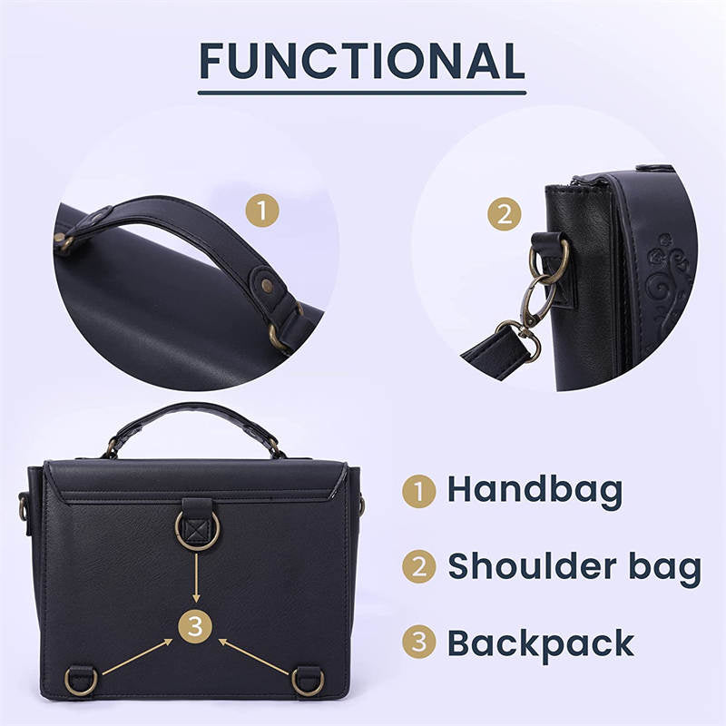 Women Vintage Messenger Bag Lolita Cute Handbags for Girls-Black