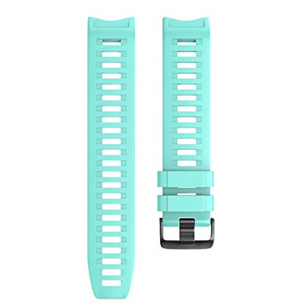 For Garmin Instinct Watchband Soft Silicone Adjustable Replacement Strap 22MM Black Steel Buckle-Teal