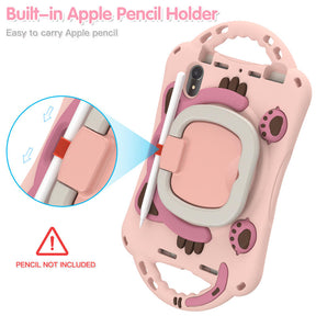 CatB Silicone Case For iPad Mini 6 Shockproof Shoulder Strap Handle Stand-Pink