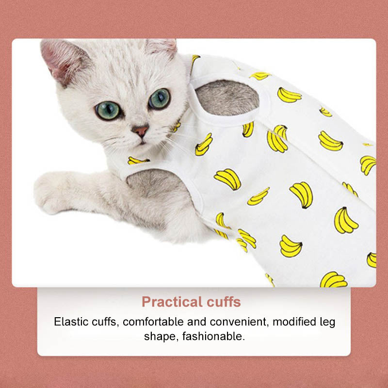 Cat Surgery Recovery Suit Breathable for Abdominal Wounds and Skin Diseases-Banana