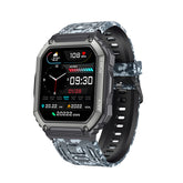 KR06 Mens Military HD Smart Watch Fitness Tracker Heart Rate Sleep Monitor-Black Camouflage