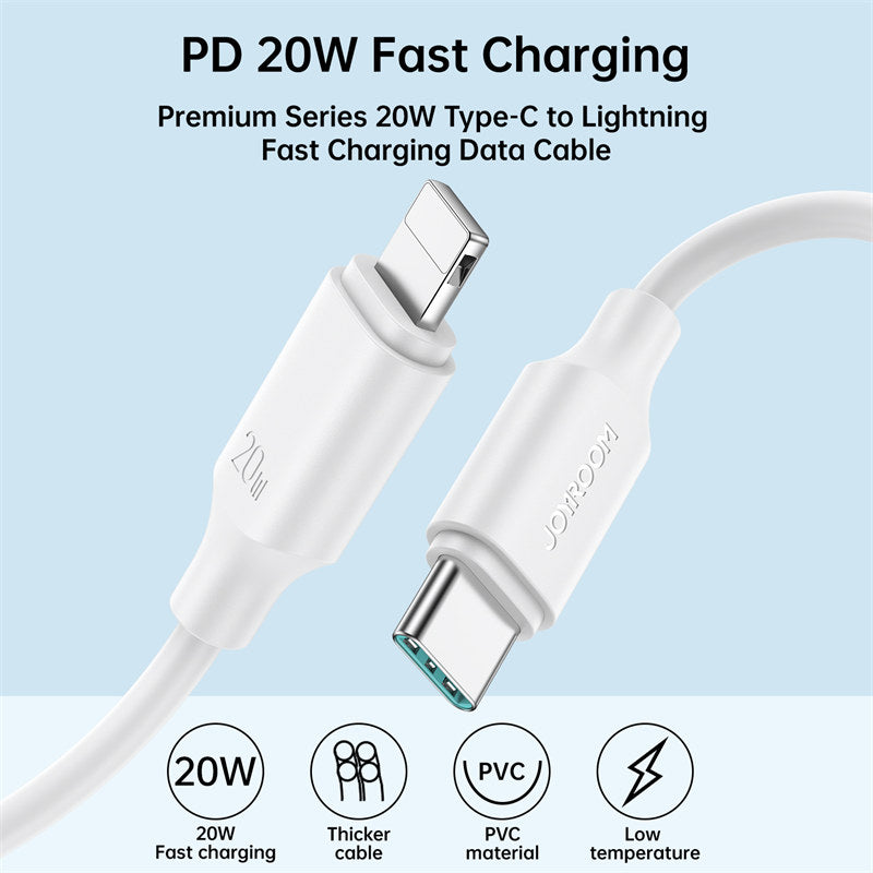 Type-C to Lightning 20W Fast Charging Cable for iPhone 14 Pro 13 Pro Max-White