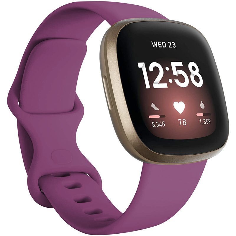 Soft Silicone Sport Replacement Strap For Fitbit Versa 3/Fitbit Sense Small Large-PurpleRed