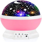 Star Night Light for Kids Nebula Star Projector 360 Degree Rotation 4 LED Bulbs 9 Light Color Changing with USB Cable Romantic Gifts-Pink