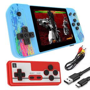 3.5inch Screen Retro Handheld Game Console 800 Classic FC Games Support to TV Output-Two Players-Blue