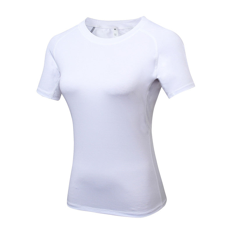 Adore Women Pro Short Sleeve T-Shirt Tight Elasticity Perspiration Quick Drying Yoga Tops For Training Running Fitness 2013-White