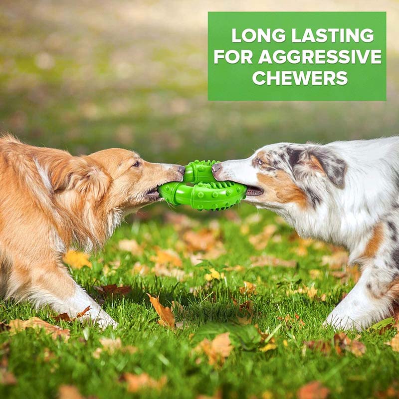 Dog Chew Toys Circle Non-Toxic Natural Rubber Durable Puppy Molar Toy-Green