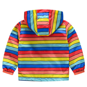 Toddler Boys Girls Cartoon Print Zip Jacket Hooded Trench Kids Casual Coats-7