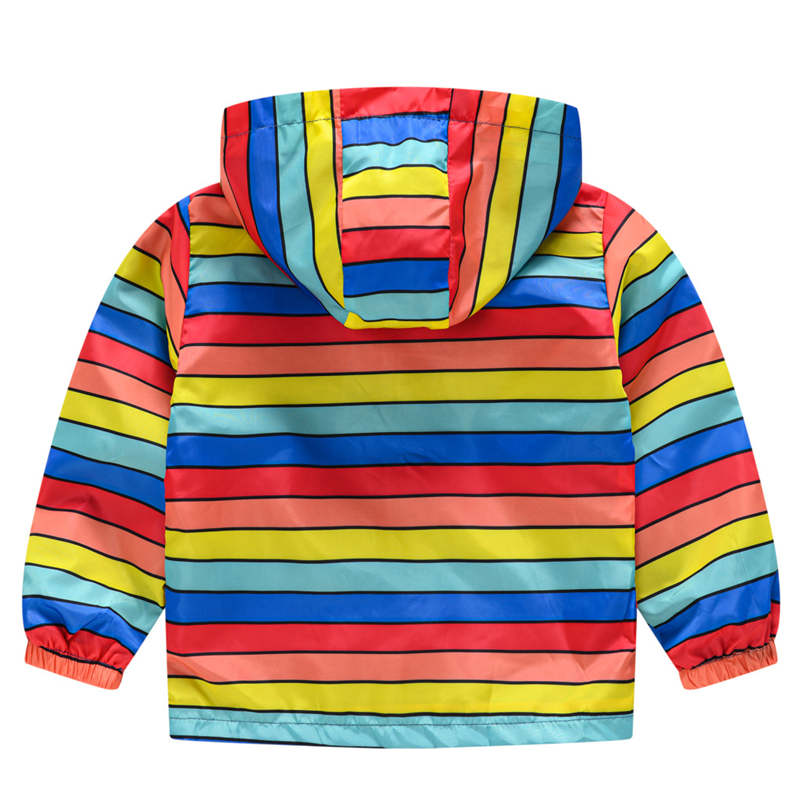 Toddler Boys Girls Cartoon Print Zip Jacket Hooded Trench Kids Casual Coats-7