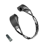 X Shape Stainless Steel Alta Watch Band Adjustable Wristband Replacement Watch Strap for Fitbit Alta/Alta HR For Women-Black