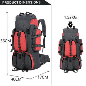 55L Backpack Internal Frame Hiking Water Resistant Travel Packs with Rain Cover-Red