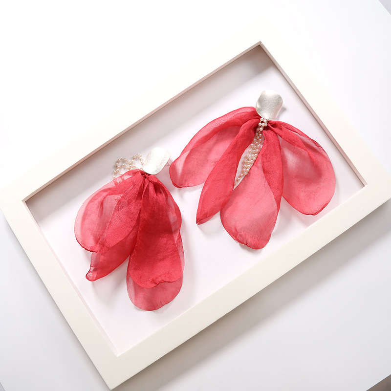 2 Pairs Women Fringe Long Floral Dangle Earrings-A