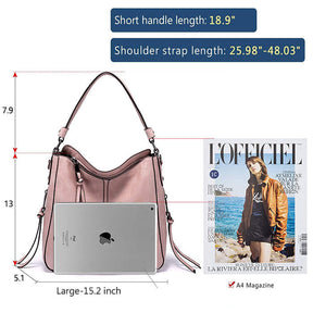 Handbags for Women Large Designer Ladies Hobo bag Bucket Purse Faux Leather-Pink